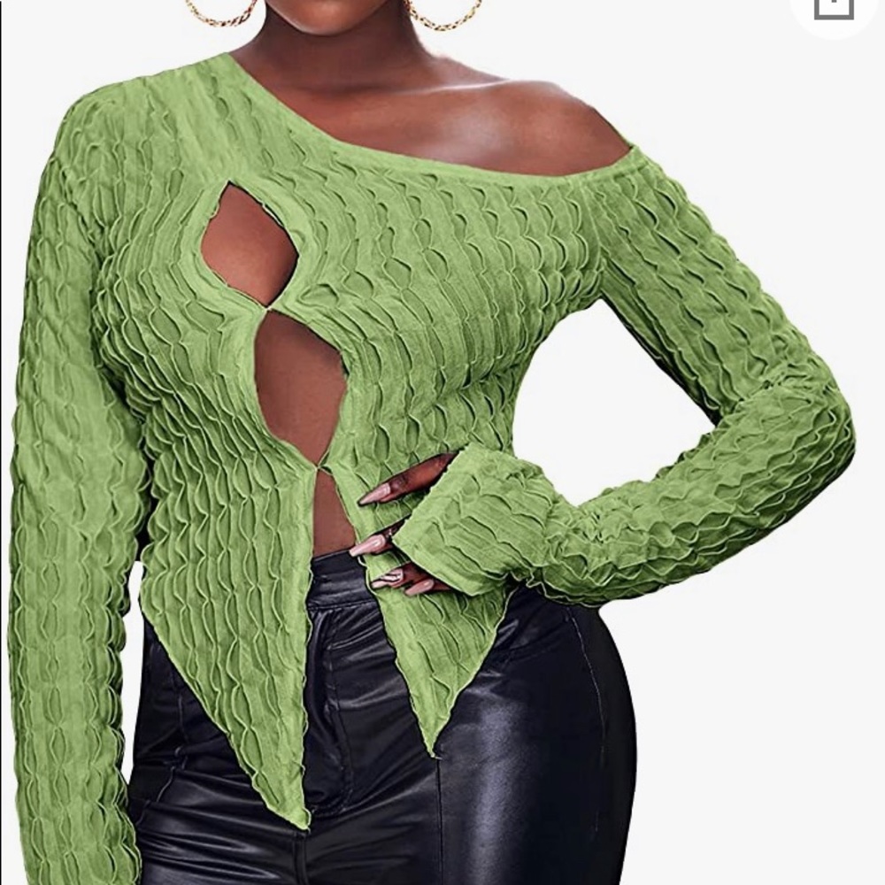 Green asymmetrical top with cutouts NWT.